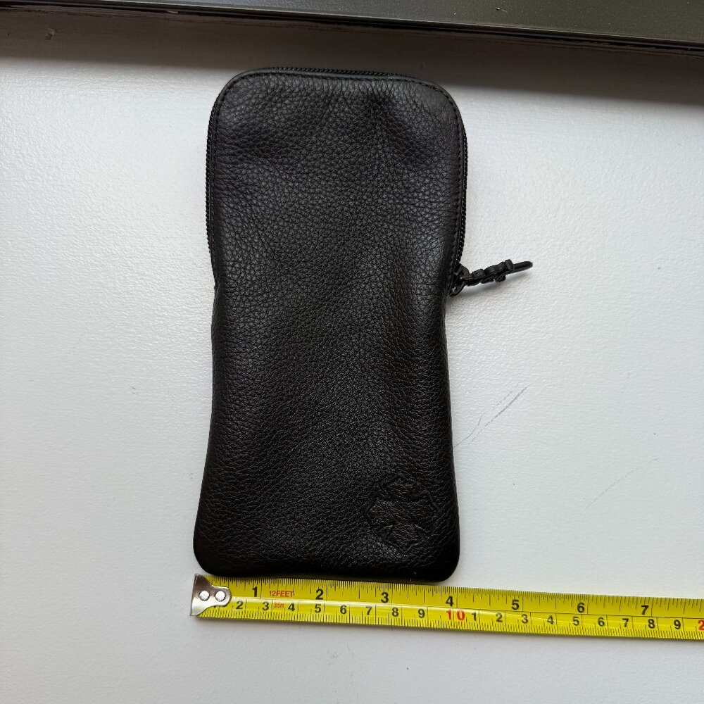 Chrome Hearts Black Leather Sunglasses Case – Authentic Embossed Cross Design